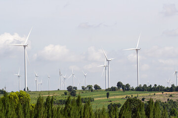 windmill wind turbine farm background copy space
