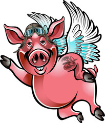 Obraz premium Vector illustration of flying pig