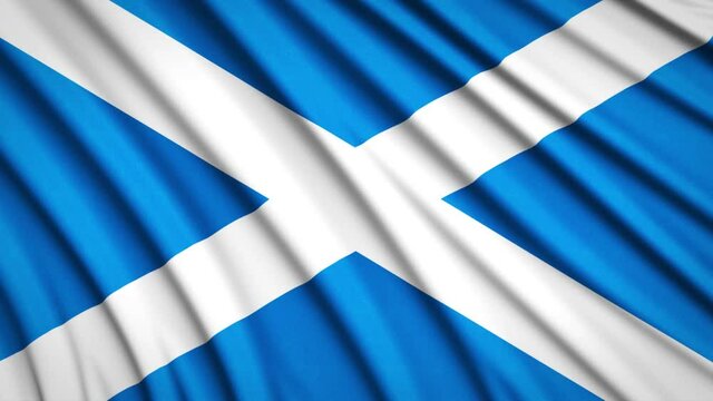 Scotland flag in motion. National background. Smooth waves of fabric. 4K video. 3D render. 