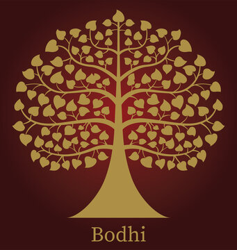 Golden Bodhi tree , vector illustration 