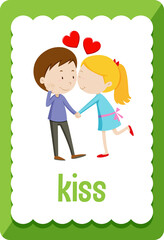 Vocabulary flashcard with word Kiss