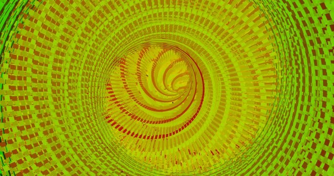 3d render with green abstract hypno tunnel