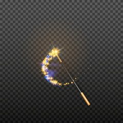 Vector illustration of magic wand. Isolated on transparent background.