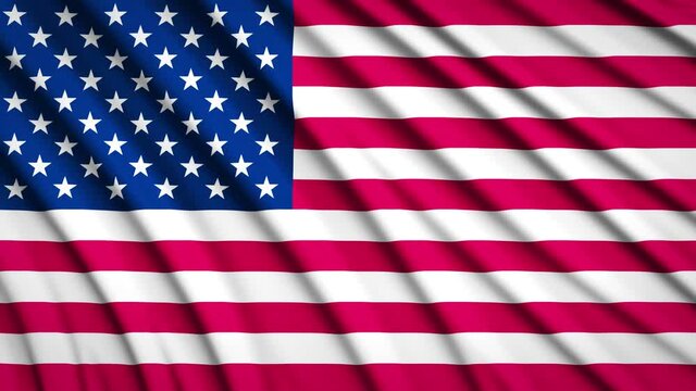 United States flag in motion. National background. Smooth waves of fabric. 3D render. 