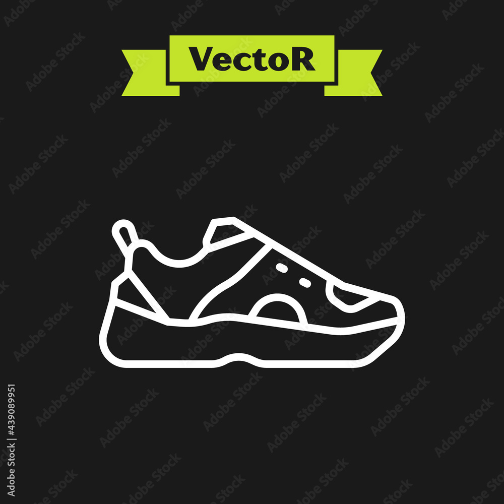 Canvas Prints white line fitness sneakers shoes for training, running icon isolated on black background. sport sho