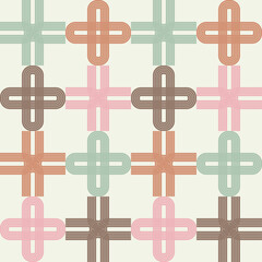 Obraz premium A mosaic of striped geometric figures. Seamless pattern. Design with manual hatching. Textile. Ethnic boho ornament. Vector illustration for web design or print.