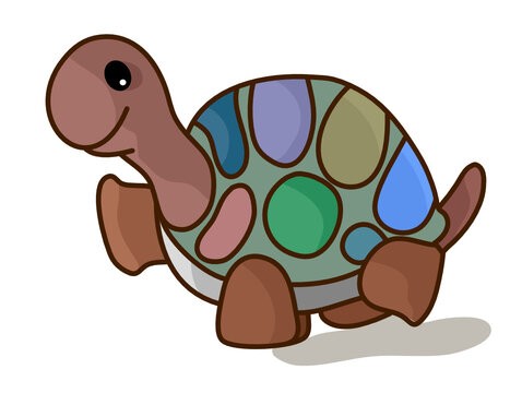 cute turtle brown dog standing on the floor It's a vector image on a white background.
