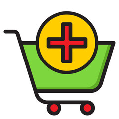 shopping cart color line style icon