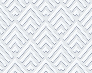 3D tiles. Rendering seamless geometric 3d pattern. White abstract background. Optical illusions. Template for wrapping paper or cards. Luxurious ornament for interior design. 3D panels.