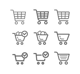 Shopping cart icon vector set. E-commerce