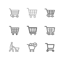 Shopping cart icon vector set. E-commerce