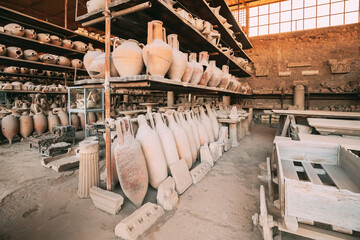 Pompeii, Italy. Artifacts In Granary Of Pompeii Forum