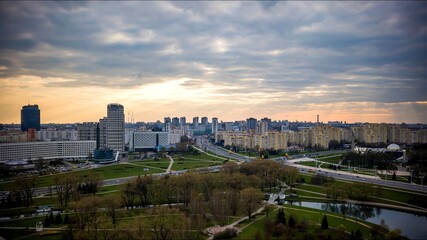 Fototapeta premium Evening timee of the capital of Belarus, Minsk.