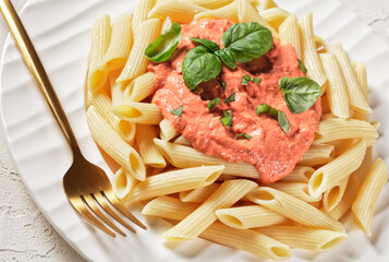 Parma Rosa Sauce with Penne, top view