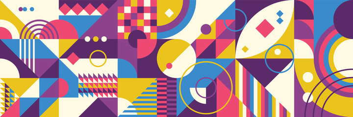 Colorful abstract geometric pattern design in retro style. Vector illustration.