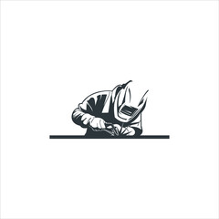 vintage silhouette man welding logo design. industry icon inspiration Image