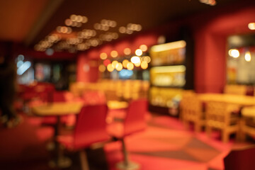 Blurred interior restaurant at night