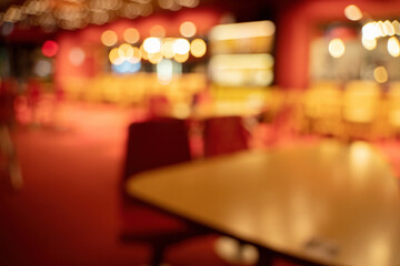 Blurred bokeh background interior of cafe or food corner bar