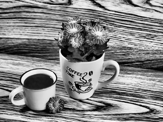 Black Little Coffee with Flowers © Edyta
