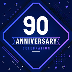 90 years anniversary greetings card, 90 anniversary celebration background free vector.