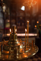 Kiev, Ukraine - October 18, 2019 - St. Pokrovsky church. External and internal view. Details.