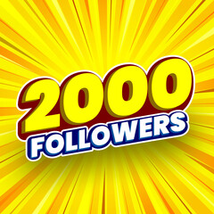 2000 followers banner. Vector illustration.