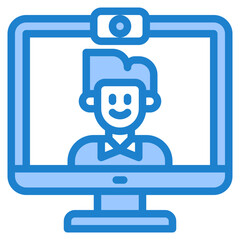 online learning blue style icon