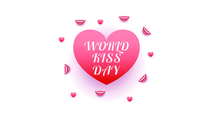 Abstract World Kiss Day Heart Template For Card, Poster, Print Background Shadow Vector Design Style