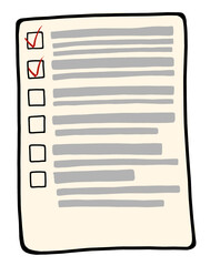 A cartoon-style handwritten note template. Paper sheet for making a list, plans and goals