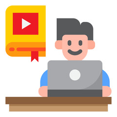 online learning flat style icon