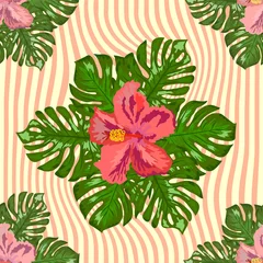 Fotobehang Modern tropical flower pattern, great design for any purposes © MichiruKayo