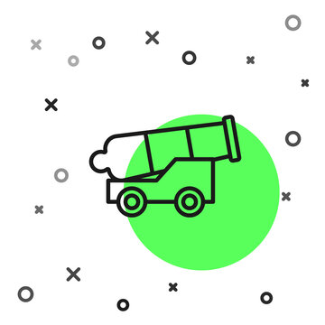 recommend clip art: Black line Cannon icon isolated on white background. Medieval weapons. Vector