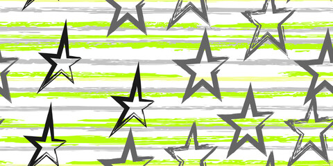Colored stripes and stars. Simpless. Fashion watercolor striped design.