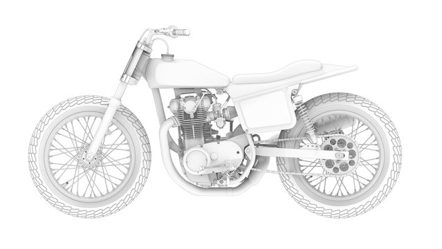 3D rendering of a motorcycle motor bike computer model on white background