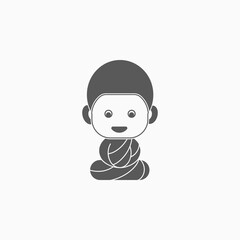 monk icon, buddhist monk vector
