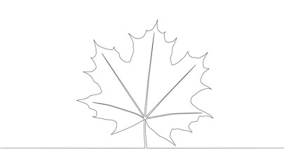 Self drawing animation of one line drawing of isolated object maple leaf