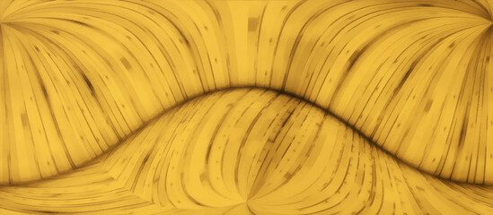 Fractal lines on a yellow background. Wide panoramic view. Futuristic background