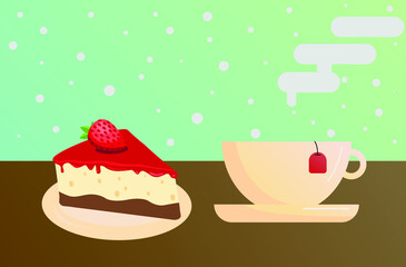 coffee and cake tea strawberry