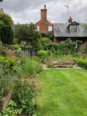 english country house with flowers