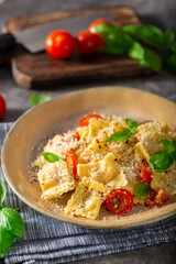 Ravioli with cheese and chilli