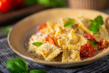 Ravioli with cheese and chilli
