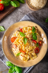 Ravioli with cheese and chilli