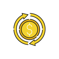 Money Cash Back icon Vector Illustration. Cash Back bonus, return money, cash back rebate icon design concept for e-commerce, online store and marketplace website, mobile, logo, symbol, sign, app