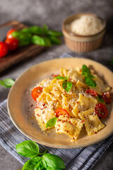 Ravioli with cheese and chilli