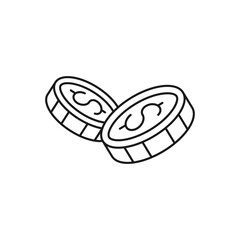 Coin icon Vector Illustration. Dollar Money Coin icon vector design concept for Payment, Finance, Currency and Trading Business. Money Coins vector icon flat design for website, symbol, sign, App UI