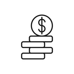 Coin icon Vector Illustration. Dollar Money Coin icon vector design concept for Payment, Finance, Currency and Trading Business. Money Coins vector icon flat design for website, symbol, sign, App UI