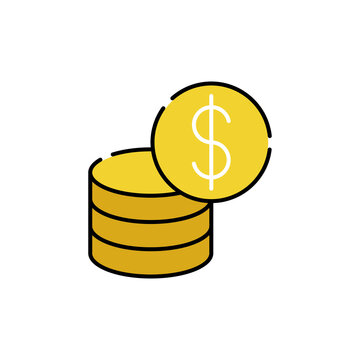 Coin icon Vector Illustration. Dollar Money Coin icon vector design concept for Payment, Finance, Currency and Trading Business. Money Coins vector icon flat design for website, symbol, sign, App UI