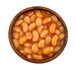 Baked beans in tomato sauce isolated on white background