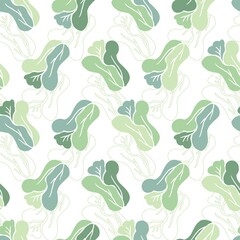 Fototapeta na wymiar Vector Seamless Pattern with Cabbage Vegetable Graphic Illustration