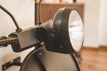 vintage motorcycle headlamp detail